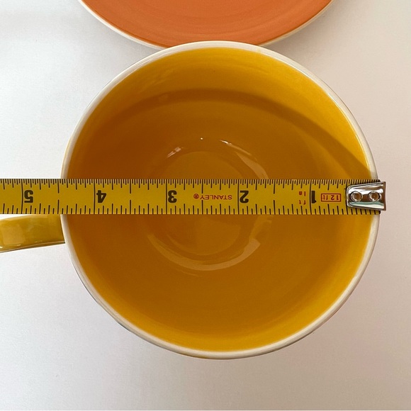 Vintage Hand Painted Cabana Stripes Cup & Saucer Set of 2 Canhome Thailand - Picture 4 of 11